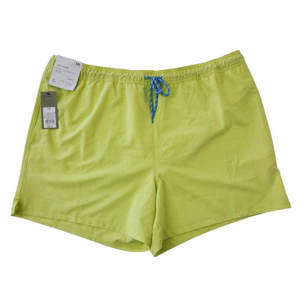 Goodfellow & Co Mens XXL Lime Green 5" Inseam Swim Trunks UPF 50+